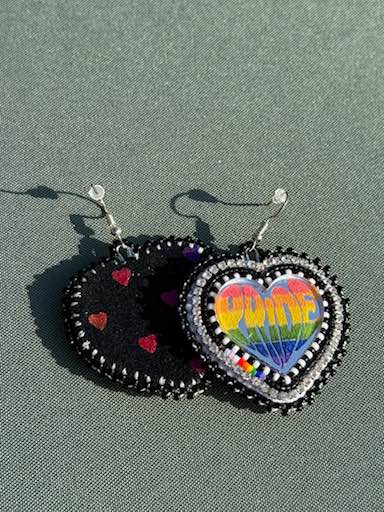 Pride Heart Flat Stitch Earrings